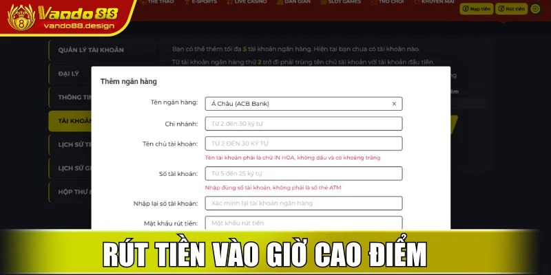 Rút tiền vào giờ cao điểm