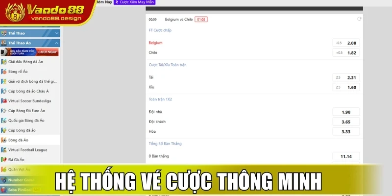 SABA Thể Thao - Sảnh Cược Thể Thao Đỉnh Cao Tại Vando88 2 Hệ thống vé cược thông minh