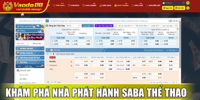 SABA Thể Thao - Sảnh Cược Thể Thao Đỉnh Cao Tại Vando88 1 Khám phá nhà phát hành SABA Sports Vando88